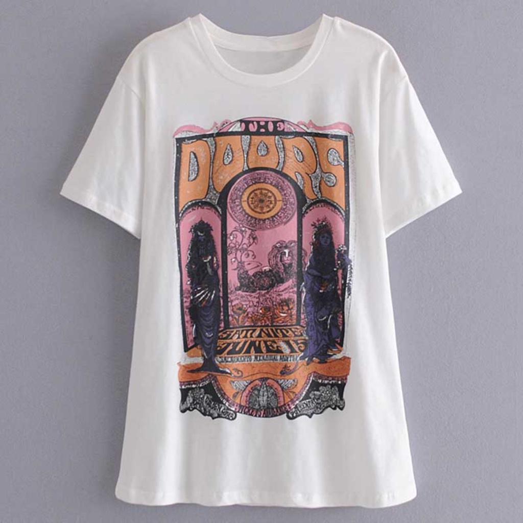 The Doors Band Concert Graphic Tee In White The Doors Band Concert Graphic Tee In White